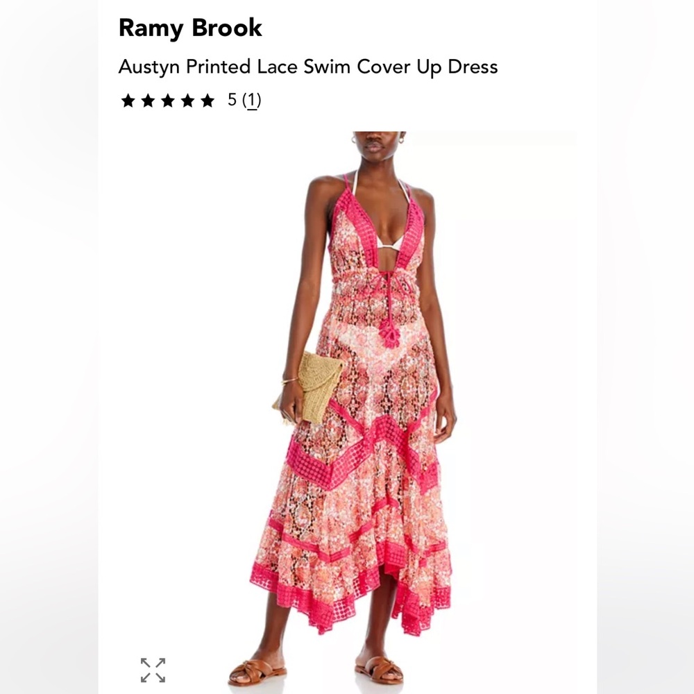 Ramy Brook Pink and Cream Austyn Printed Lace Asymmetrical Cover-Up Dress